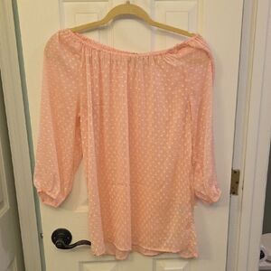 Jennifer Lopez Blush Pink Polka Dot Blouse